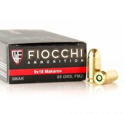 50 Rounds of 9x18mm Makarov Ammo by Fiocchi - 95gr FMJ