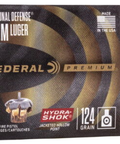Federal Premium Centerfire Handgun Ammunition 9mm Luger 124 grain Jacketed Hollow Point 500 rounds