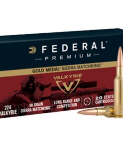 Federal Premium Gold Medal Ammunition 224 Valkyrie 90 Grain Sierra MatchKing Hollow Point Boat Tail 500 rounds