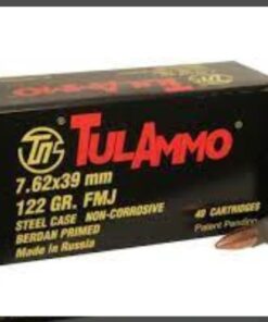 TulAmmo Ammunition 7.62x39mm 122 Grain Full Metal Jacket (Bi-Metal) Steel Case Berdan Primed Military Sealed Tin of 640 (32 Boxes of 20)