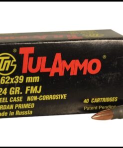 TulAmmo Ammunition 7.62x39mm 124 Grain Full Metal Jacket (Bi-Metal) Steel Case Berdan Primed