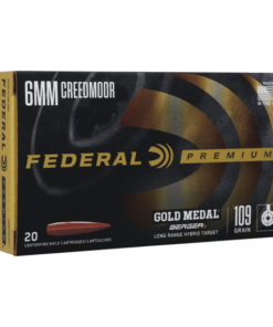 Federal Premium Gold Medal 6mm Creedmoor 109 Grain Long Range Hybrid Target Brass Cased 500 rounds